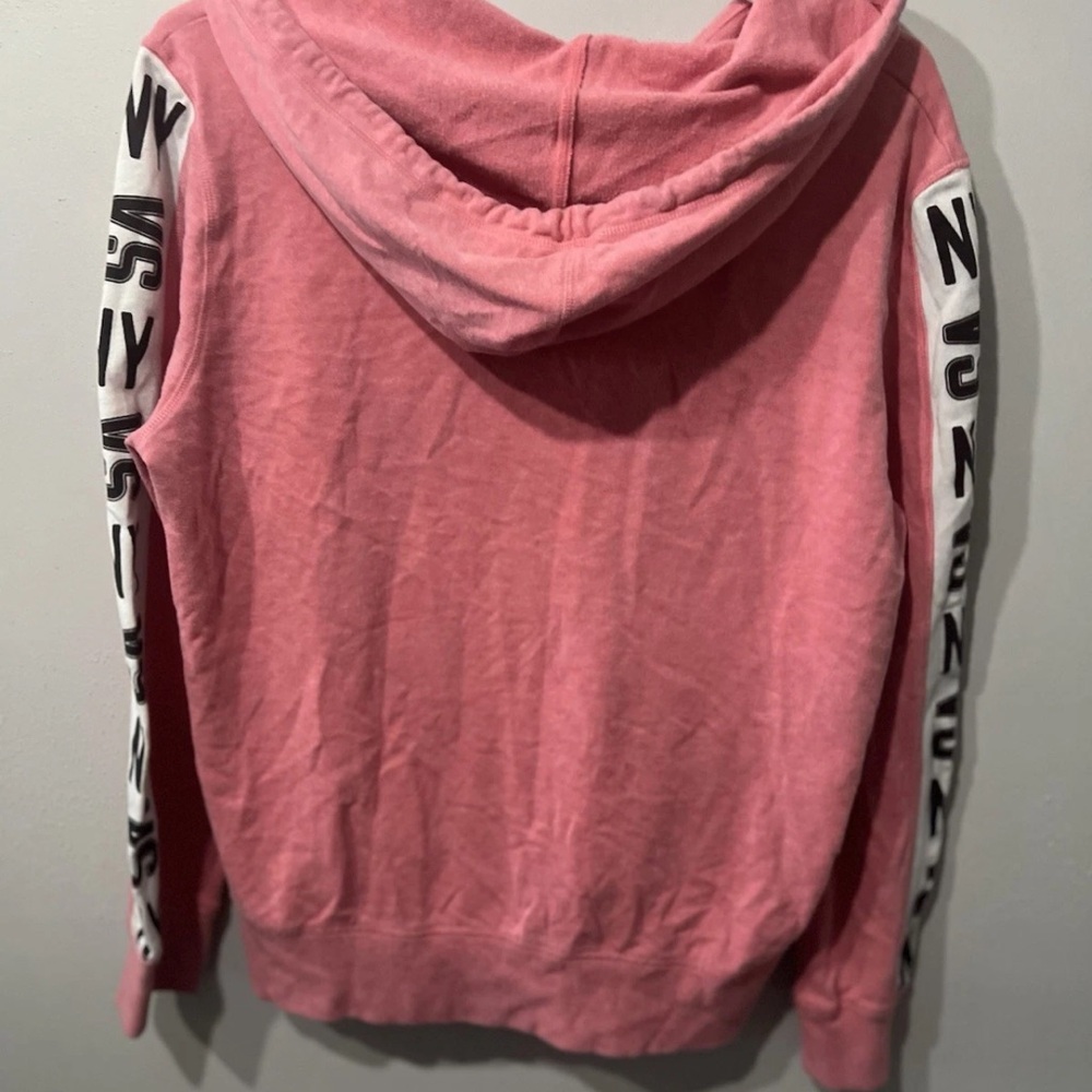 Y2K Victoria's Secret Pink Ladies Hoodie Sweatshirt  Large Logo Sleeves Full Zip
